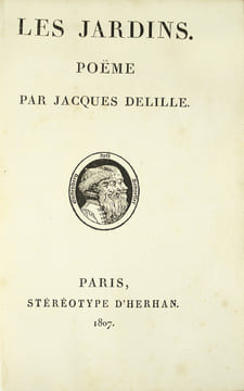 Les Jardins. Poëme. Rare et magnifique spécimen de reliure au vernis Martin couvrant un ouvrage imprimé par Herhan à l’aide du nouveau procédé du ...