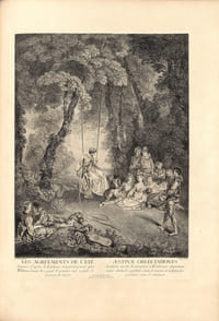 L’Œuvre d’Antoine Watteau, Peintre du Roy. En son Académie Roïale de Peinture et Sculpture Gravé d’après ses tableaux & Desseins originaux tirez du Cabinet du Roy & des plus curieux de l’Europe. Par les Soins de M. de Julienne. « Ce somptueux recueil imprimé en 1735 est un des livres les plus beaux et les plus rares du XVIIIe siècle. Des 100 exemplaires qui furent tirés il y a près de trois siècles, à peine une trentaine existe encore aujourd’hui » (Cohen, en 1910, il y a 109 ans).