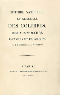 Oiseaux dorés ou à reflets métalliques. I- Histoire naturelle et générale des colibris, oiseaux-mouches, jacamars et promerops. II- ... des grimpereaux et des oiseaux de paradis. 190 superbes estampes d’oiseaux imprimées en couleur et rehaussées d’or. L’un des 200 somptueux exemplaires du tirage de luxe au format grand in-folio avec les légendes imprimées en or.