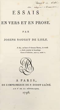 Essais en vers et en prose. « La Marseillaise, quoiqu'en disent les musiciens et les juristes, est le premier chant des temps modernes, puisqu'à son ...