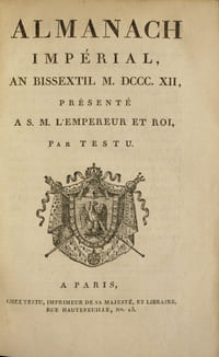 Almanach Impérial. Almanach Impérial relié en maroquin vert au chiffre supposé de Joseph Fouché, provenance rarissime.