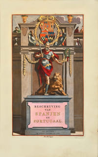 Beschryving van Spanjen en Portugal. Superbe volume illustré de 167 gravures sur l'Espagne et le Portugal en 1707.