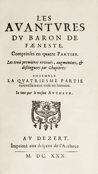 Les Avantures du Baron de Faeneste, Comprinses en quatre Parties. Les trois premières reveuës, augmentees, & distinguees par Chapitres ; ensemble, la quatriesme partie nouvellement mise en lumière, le tout par le mesme autheur. « Par sa double vocation de soldat et d’écrivain calviniste, Agrippa d’Aubigné s’est progressivement imposé comme une figure de premier plan dans la littérature française de la Renaissance. Sainte-Beuve, déjà, voyait en lui ‘l’image abrégée de son siècle’, jugement que la critique moderne s’accorde à confirmer ».
