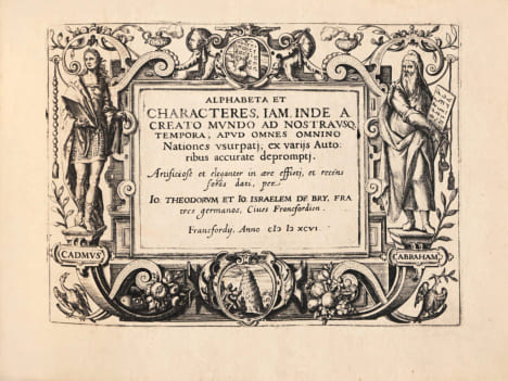 Alphabeta et Characteres… Apud Omnes Omnino Nationes usurpatj ; ex varijs Autoribus accurate depromptj. Artificiose… in aere effictj, et recens forâs ...