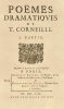 Le Théâtre de P. Corneille. Revue & corrigé par l’Autheur. I. [II. et III.] partie. Superbe exemplaire à grandes marges relié en maroquin rouge de ...