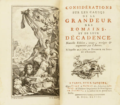 Considérations sur les causes de la grandeur des romains et de leur décadence. [par Montesquieu]. Nouvelle édition, revue, corrigée & augmentée par ...
