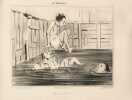 Les Baigneurs. La très rare suite complète des "Baigneurs" d’Honoré Daumier  caricaturant la France de Louis-Philippe.. DAUMIER, Honoré