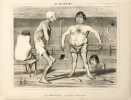 Les Baigneurs. La très rare suite complète des "Baigneurs" d’Honoré Daumier  caricaturant la France de Louis-Philippe.. DAUMIER, Honoré