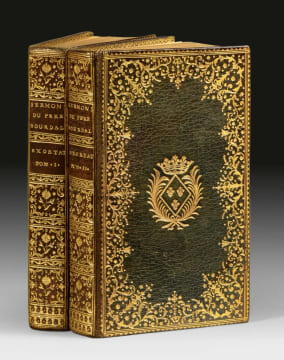 Exhortations et instructions chretiennes. Le somptueux Bourdaloue de Madame Victoire relié par Derome en maroquin à dentelle de l’époque armorié.. ...