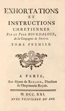Exhortations et instructions chretiennes. Le somptueux Bourdaloue de Madame Victoire relié par Derome en maroquin à dentelle de l’époque armorié.. ...