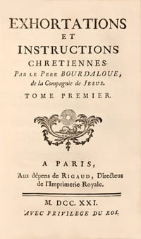 Exhortations et instructions chretiennes. Le somptueux Bourdaloue de Madame Victoire relié par Derome en maroquin à dentelle de l’époque armorié.