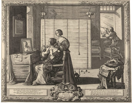 Les cinq sens : L’ouïe – la vue – l’odorat – le goût – le toucher. Le chef-d’œuvre d’Abraham Bosse.. BOSSE, Abraham
