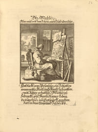 Abbildung der Gemein-Nützlichen Haupt-Stände von denen Regenten und ihrer so in Friedens als Kriegs-Zelten zugeordneten Bedienten an bib auf alle Künstler und Handwercker… Edition originale de premier état du livre de référence sur les métiers du XVIIe siècle.