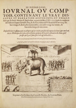 Le Second Livre, Journal ou Comptoir, Contenant le vray discours et narration historique, du voiage faict par les huict Navires d’Amsterdam, au mois ...