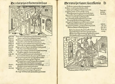 [La Nef des Fous]. Stultifera Navis (traduit en latin par Jacobus Locher). Première édition latine incunable publiée à Strasbourg  ornée de 117 ...