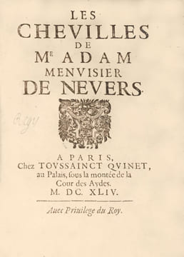 Les Chevilles de Me Adam menuisier de Nevers. Rare édition originale de ce célèbre recueil composé par le premier poète-ouvrier français.. BILLAUT, ...