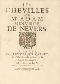 Les Chevilles de Me Adam menuisier de Nevers. Rare édition originale de ce célèbre recueil composé par le premier poète-ouvrier français.