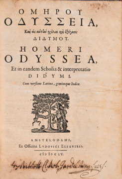 HOMERI ILIAS & ODYSSEA, et in easdem scholia sive interpretatio Didymi. Cum Latina versione accuratissima, Indiceque Græco locupletissimo Rerum ac ...