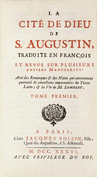 La Cité de Dieu. Traduite en François et revue sur plusieurs anciens Manuscrits. La Cité de Dieu somptueusement reliée par Thouvenin en maroquin ...