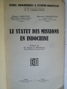 Le Statut des Missions en Indochine