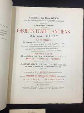 Liquidation des Biens Worch - Ayant fait l'objet d'une mesure de Séquestre de Guerre. (Première Vente) Objets d'art Anciens de la Chine - Céramique ...