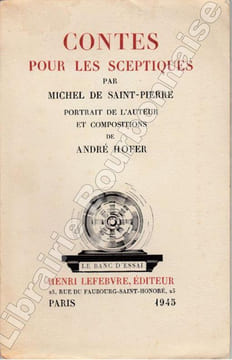 Contes pour les sceptiques.. SAINT-PIERRE (Michel de) - [HOFER (André)].