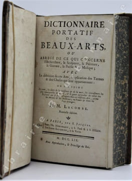 Dictionnaire portatif des beaux-arts, concernant lArchitecture, la Sculpture, la Peinture, la Gravure, la Poésie & la Musique; avec la définition de ...