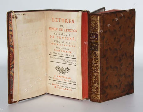 Lettres de Ninon de Lenclos au marquis de Sévigné, avec sa vie. Nouvelle édition revûe exactement. Tome premier lettre Première à XL. Tome second ...
