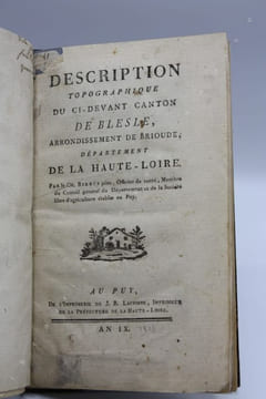 Description topographique du ci-devant canton de Blesle, arrondissement de Brioude ; département de la Haute-Loire. . BARRES (Jean-François).