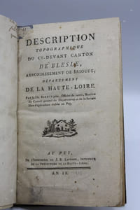 Description topographique du ci-devant canton de Blesle, arrondissement de Brioude ; département de la Haute-Loire.