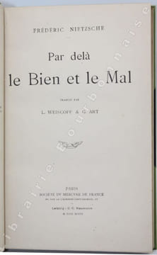Par delà le bien et le mal. . NIETZSCHE (Frédéric). 