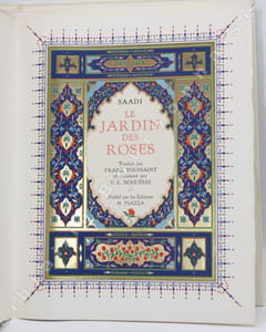 Les jardins des roses. Traduit par Franz Toussaint et illuminé par V.-L. Noguères.