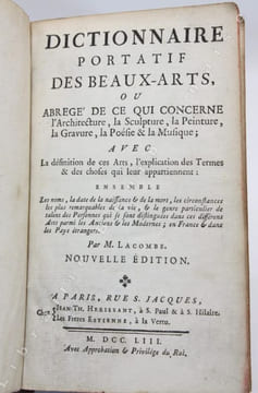 Dictionnaire portatif des Beaux-arts, ou abrégé de ce qui concerne l'architecture, la sculpture, la peinture, la gravure, la poésie & la musique ; ...