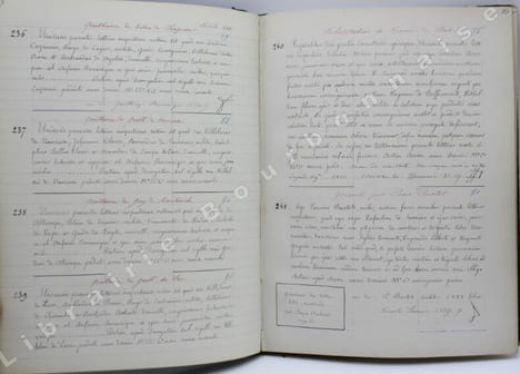 Copie manuscrite du XIXe siècle de 650 titres, actes, quittances, portant le titre de : "MUTUA TRANSMARINA ET SECURITATES. Obligations contractées ...