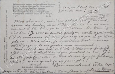 Carte postale autographe signée.