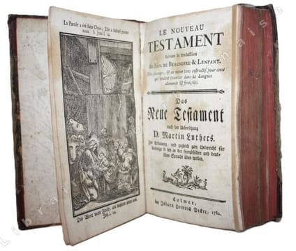 Le Nouveau Testament suivant la traduction des Mrs. de Beausobre & Lenfant.  Très-salutaire, & en même tems instructif pour ceux qui veulent s'exercer ...