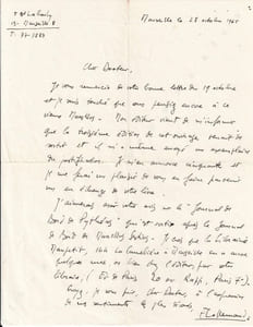 2 LAS à [Docteur Marcel Passarini], datée de Marseille le 21 janvier 1957 et 28 octobre 1965.