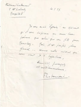 2 LAS à [Docteur Marcel Passarini], datée de Marseille le 21 janvier 1957 et 28 octobre 1965.. LALLEMAND (Ferdinand). (Marseille  01/12/1912 - ...
