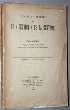 Le "Pays" de Berry et le "détroit" de sa coutume.. CHENON (Emile).