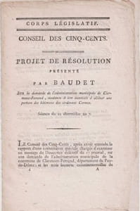 Projet de résolution présenté au Conseil des Cinq-Cents...
