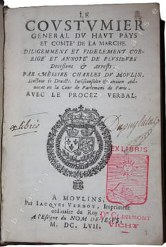 Le Coustumier general du Haut Pays et comté de la Marche. Diligemment et fidelement corrigé et annoté de plusieurs decisions & arrests. Par Messire ...