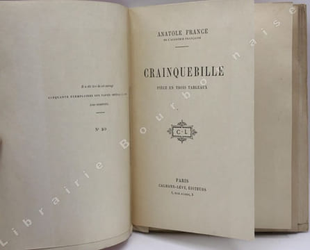 Crainquebille. Pièce en trois tableaux.. FRANCE (Anatole).