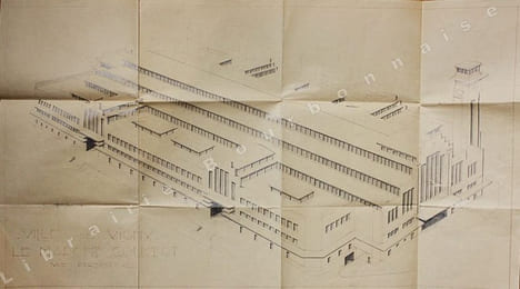 Vue perspective pour un projet de construction du marché couvert de Vichy. . [VICHY - GRAND MARCHE]. 