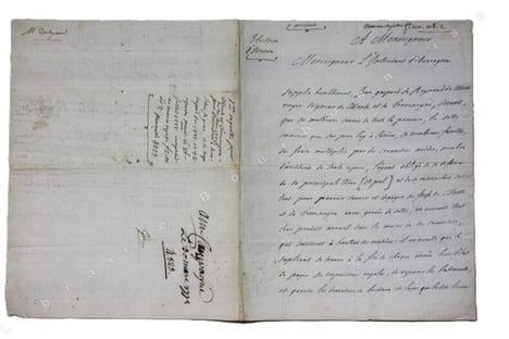 Lettre autographe de Jean-Gaspard de Reynaud de Monts demandant une réduction d'impôts pour ses terres de Monts et de Terreneyre (élection d'Issoire) ...