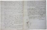 Lettre autographe de Jean-Gaspard de Reynaud de Monts demandant une r&eacute;duction d'imp&ocirc;ts pour ses terres de Monts et de Terreneyre (&eacute;lection d'Issoire) ...