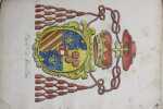 Recueil de 92 blasons dessin&eacute;s &agrave; la plume, dont 9 colori&eacute;s. . [ARMORIAL MANUSCRIT].