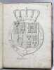 Recueil de 92 blasons dessin&eacute;s &agrave; la plume, dont 9 colori&eacute;s. . [ARMORIAL MANUSCRIT].