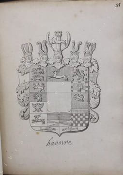 Recueil de 92 blasons dessinés à la plume, dont 9 coloriés. . [ARMORIAL MANUSCRIT].