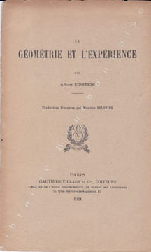 La géométrie et l'exéprience. . EINSTEIN (Albert).