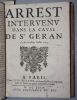 Recueil de factums concernant l'affaire de l'enlèvement du fils de la Comtesse de Saint-Géran. . [SAINT-GERAN]. 